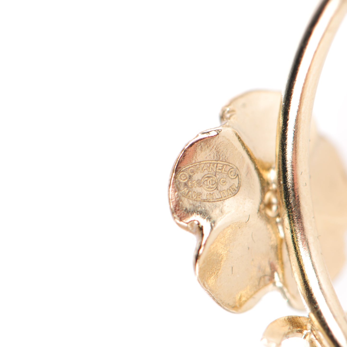 Enamel CC Camellia Hoop Earrings Gold
