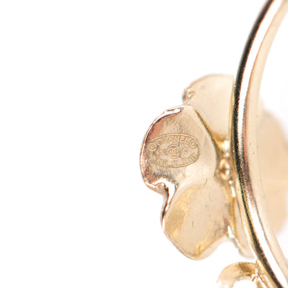 Chanel Enamel CC Camellia Hoop Earrings Gold 4 of 5