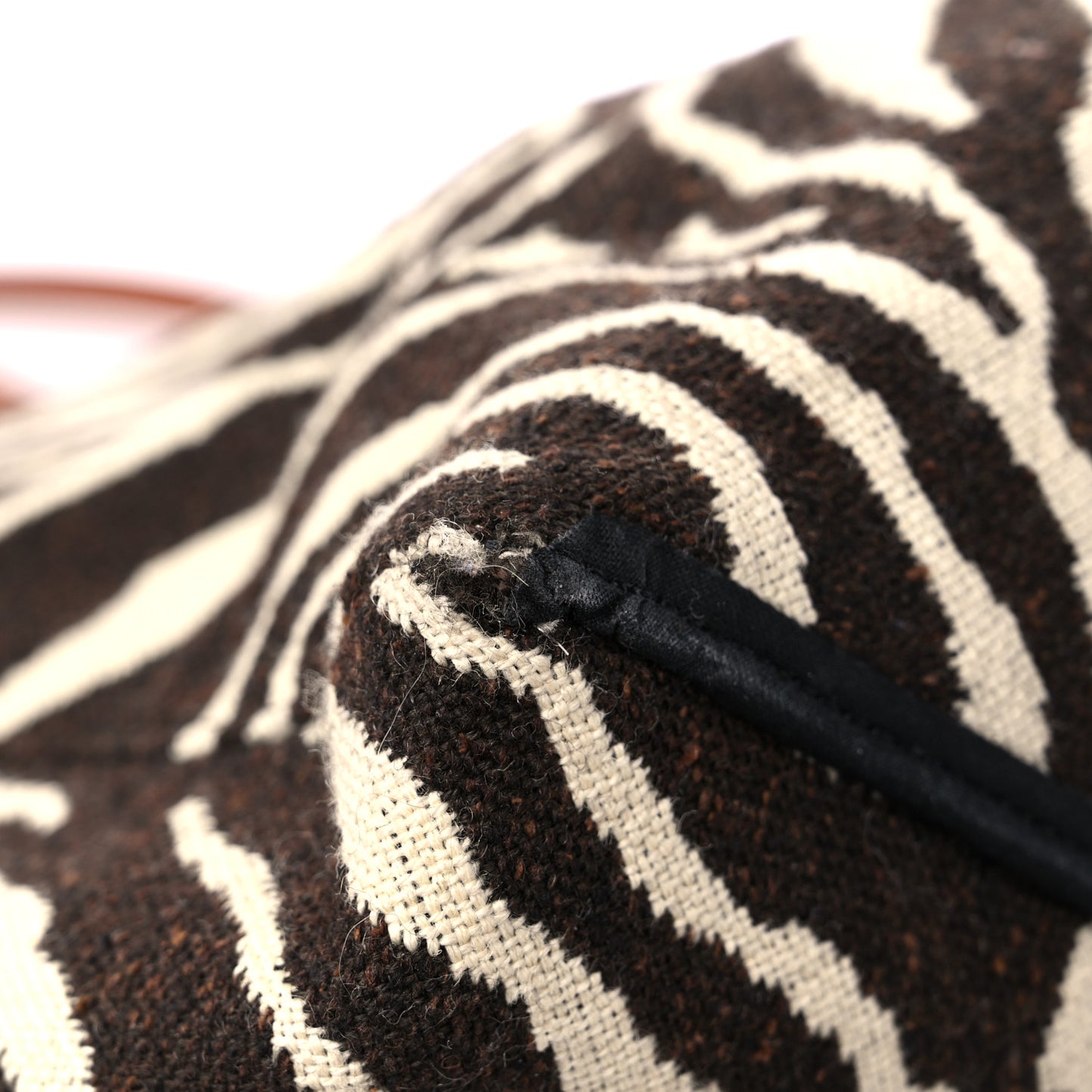 Canvas Zebra Embroidered Large Phantom Cabas Tan