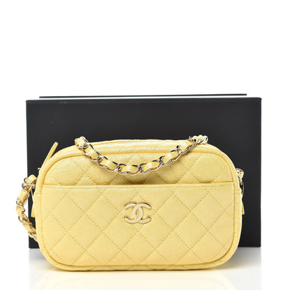 Chanel Iridescent Caviar Quilted Camera Case Yellow 10 of 10