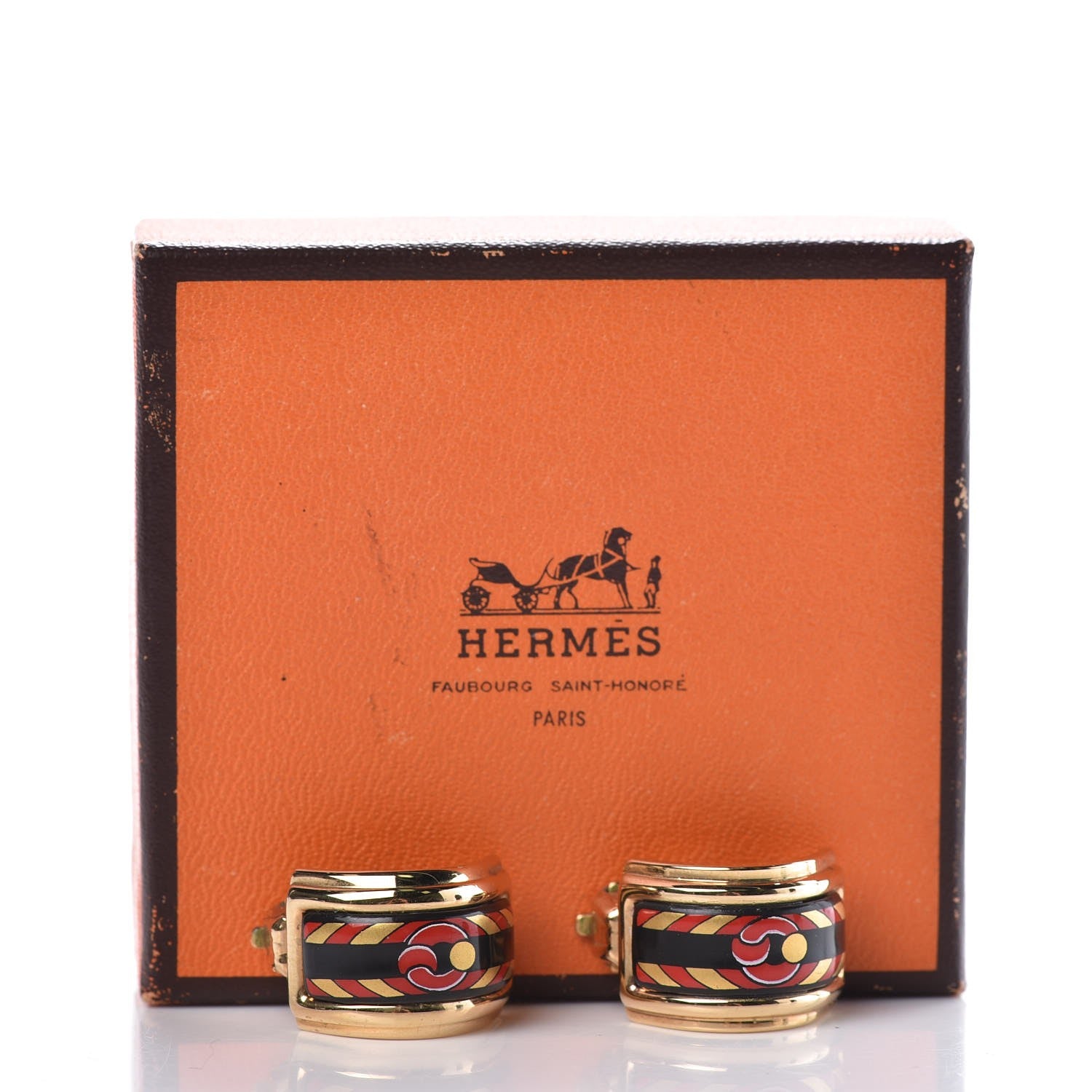 Hermes Enamel Clip On Earrings Gold 9 of 9