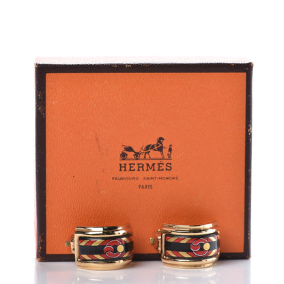 Hermes Enamel Clip On Earrings Gold 9 of 9