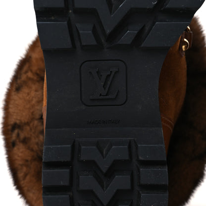 Louis Vuitton Calfskin Mink Fur LV Territory Ranger Combat Boots 38 Brown 6 of 8