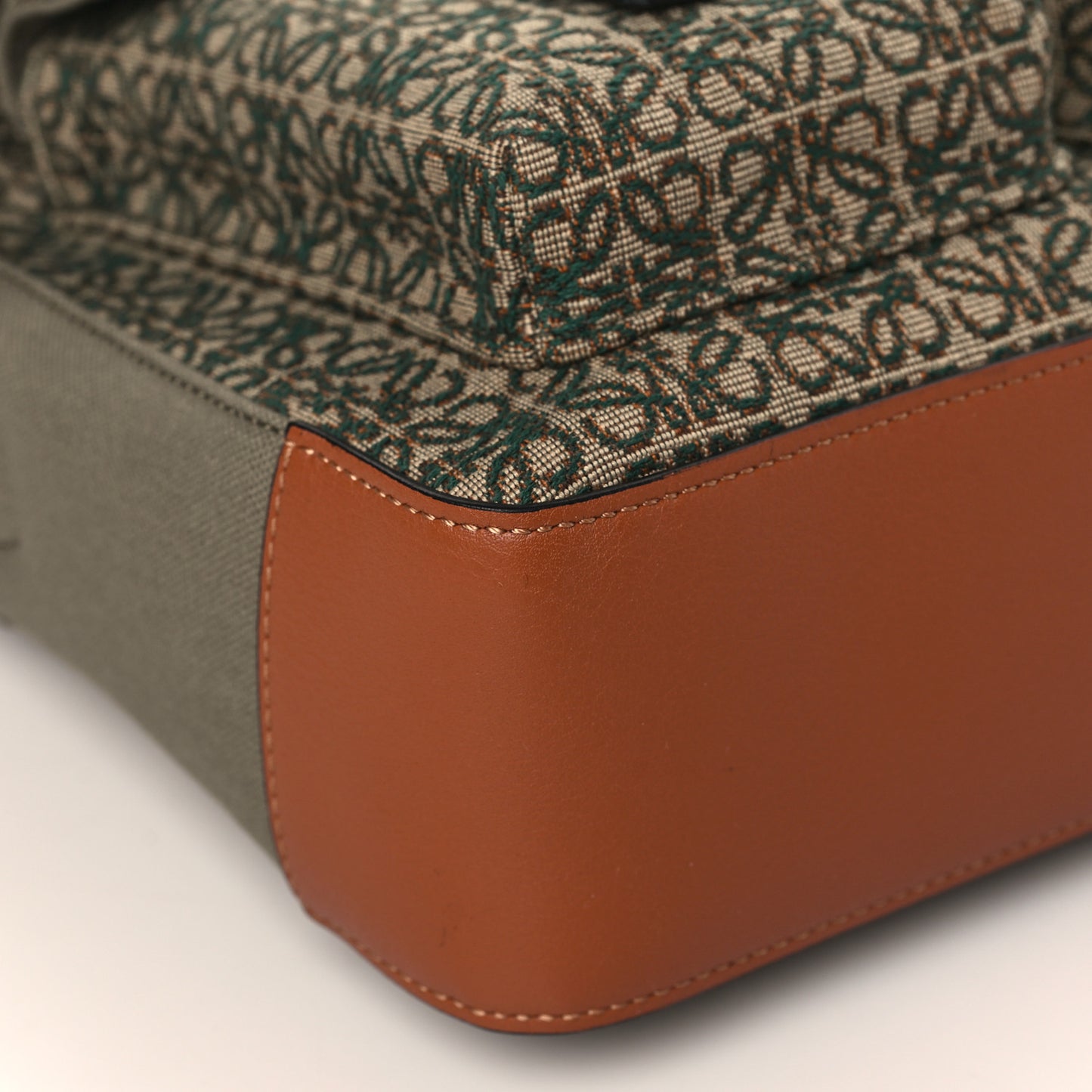 Jacquard Anagram Calfskin Military Satchel Khaki Green Tan