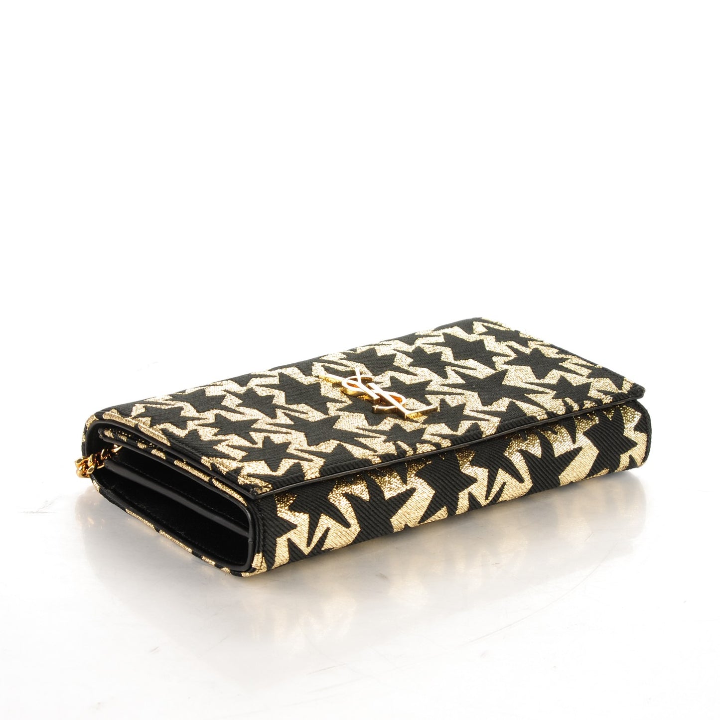 Canvas Star Print Monogram Chain Wallet Gold Black