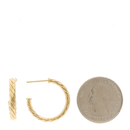 David Yurman 18K Yellow Gold Mini Cablespira Hoop Earrings 2 of 5