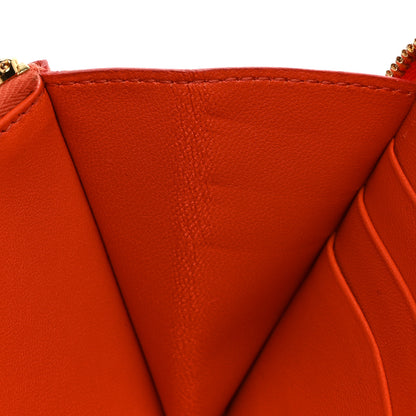 Celine Lambskin Large Zip Around Multifunction Wallet Red Orange 9 of 9