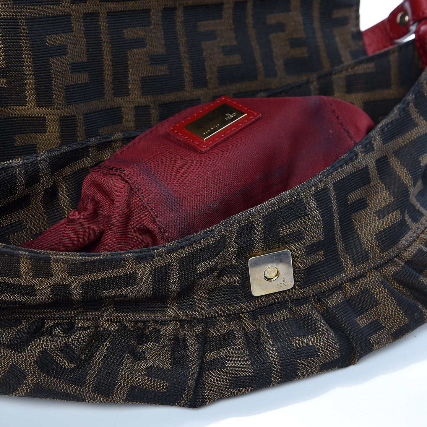 Zucca Cuoio Lucido Small Chef Shoulder Bag Tobacco Rosso Scuro