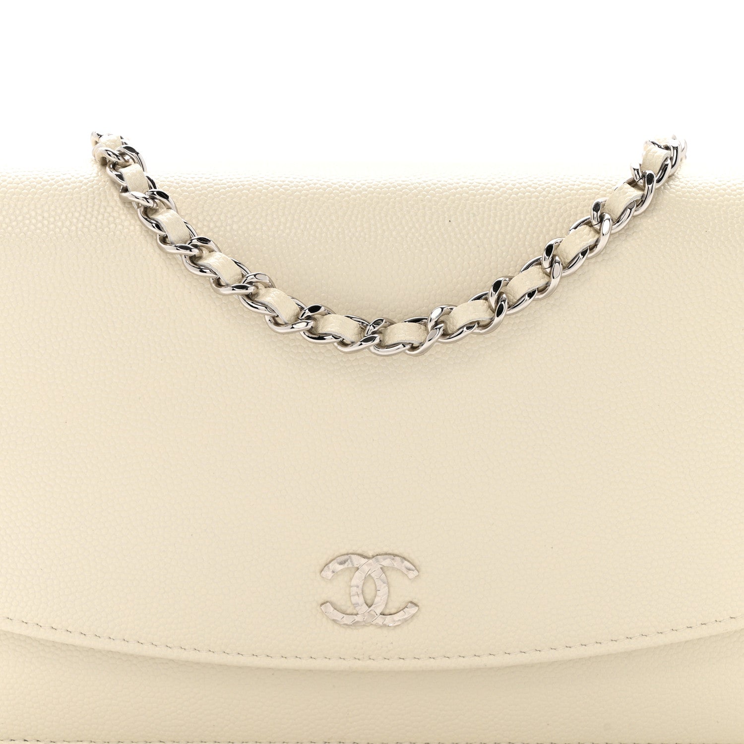 Chanel Caviar Sevruga Wallet on Chain WOC White 9 of 12