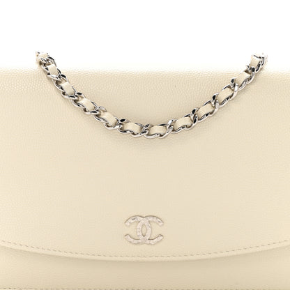 Chanel Caviar Sevruga Wallet on Chain WOC White 9 of 12