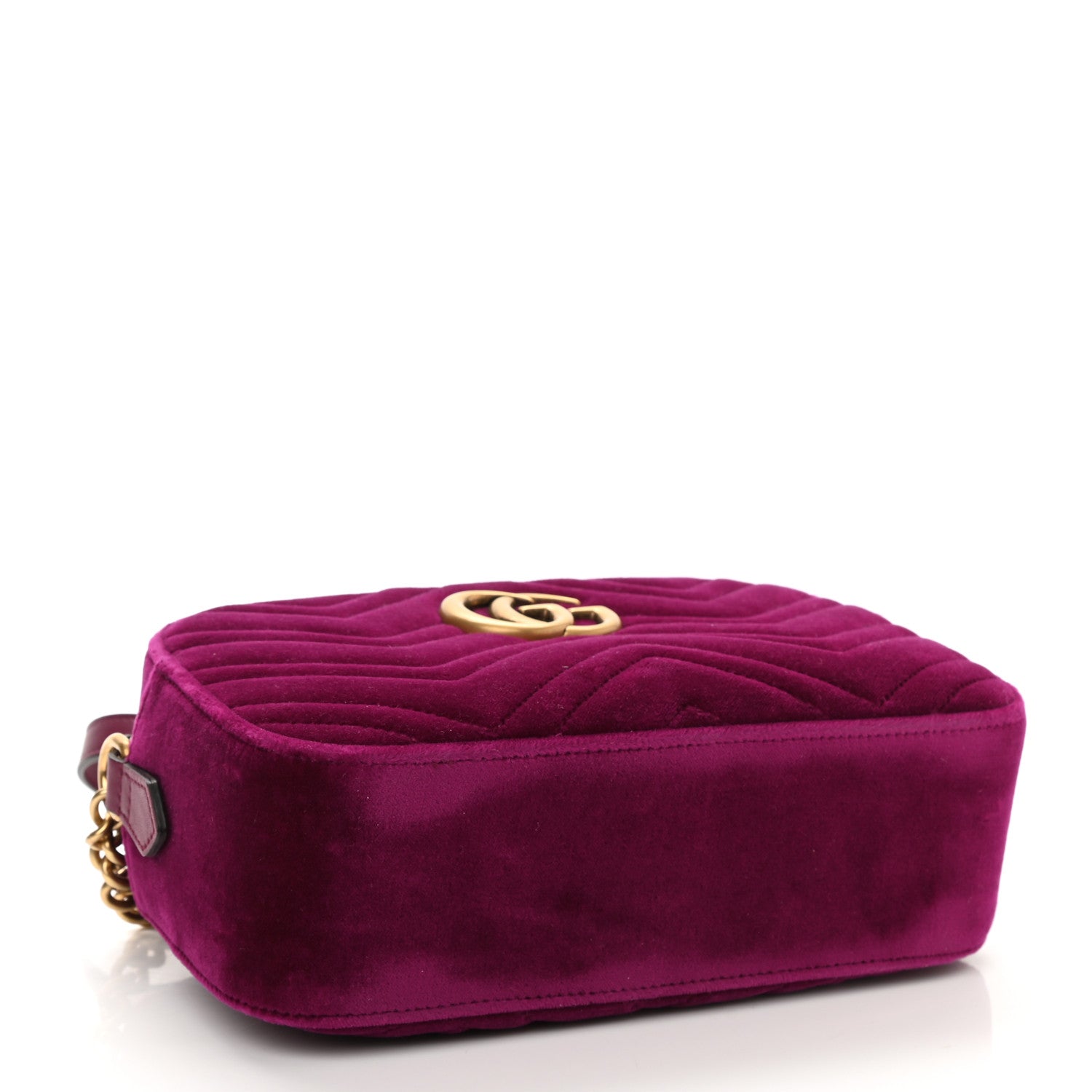 Gucci Velvet Matelasse Small GG Marmont Chain Shoulder Bag Fuchsia Violet Cyclamen 4 of 8
