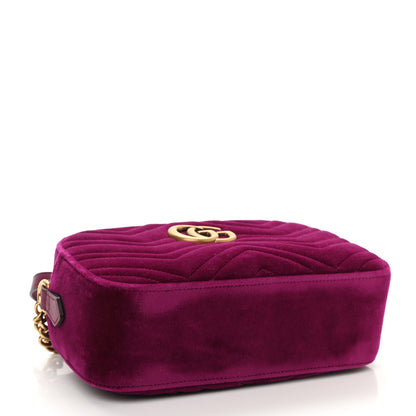 Gucci Velvet Matelasse Small GG Marmont Chain Shoulder Bag Fuchsia Violet Cyclamen 4 of 8