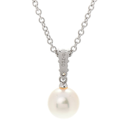 Mikimoto 18K White Gold Diamond Akoya Pearl 8mm Morning Dew Pendant Necklace 4 of 6