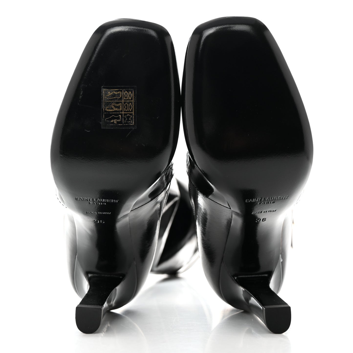 Patent Stretch Crystal Buckle Lala 105 Tall Boots 36 Black