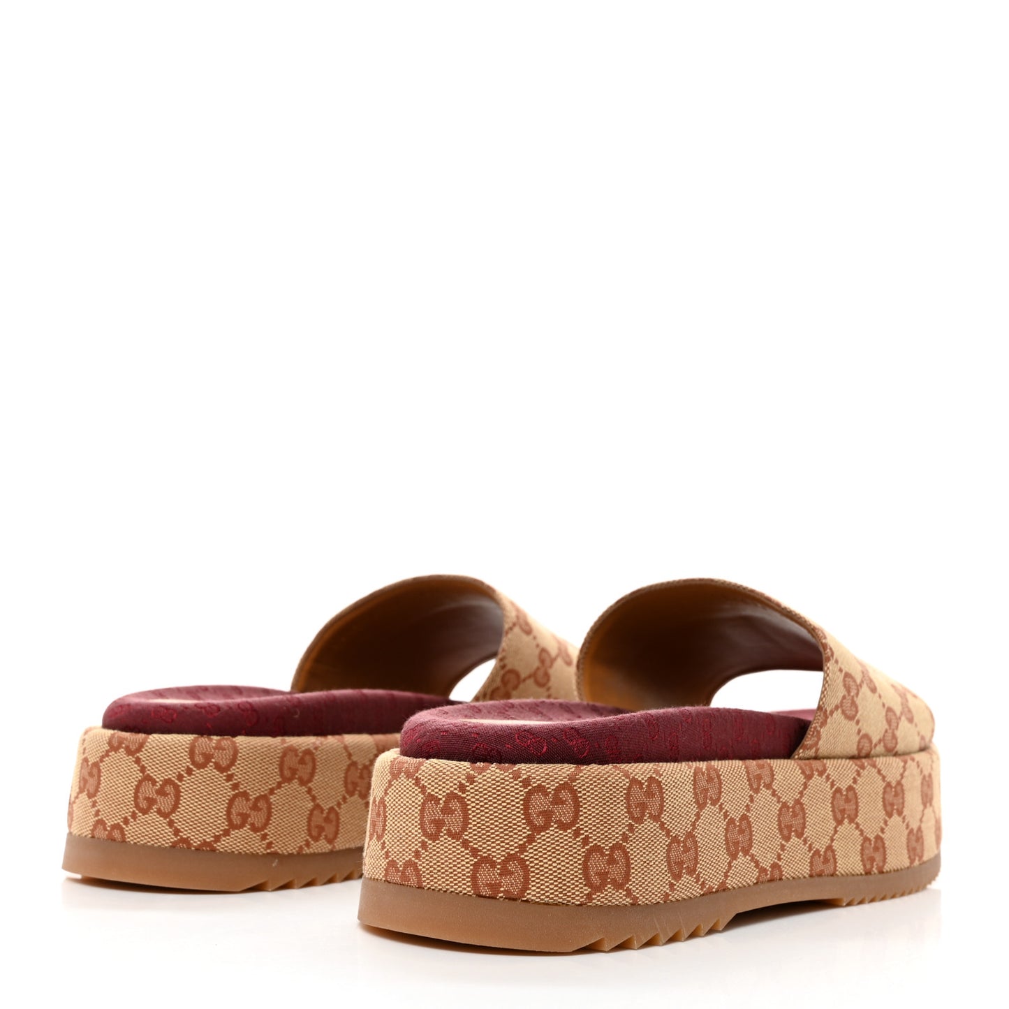 Canvas GG Monogram Angelina Platform Slide Sandals 41 Beige Ruggine