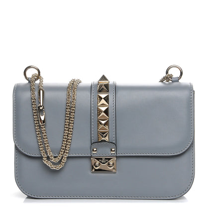 Valentino Garavani Vitello Medium Glam Lock Rockstud Flap Light Stone 1 of 7
