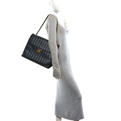 Chanel Lambskin Vertical Quilted XL Jumbo Single Flap Black 2 of 10