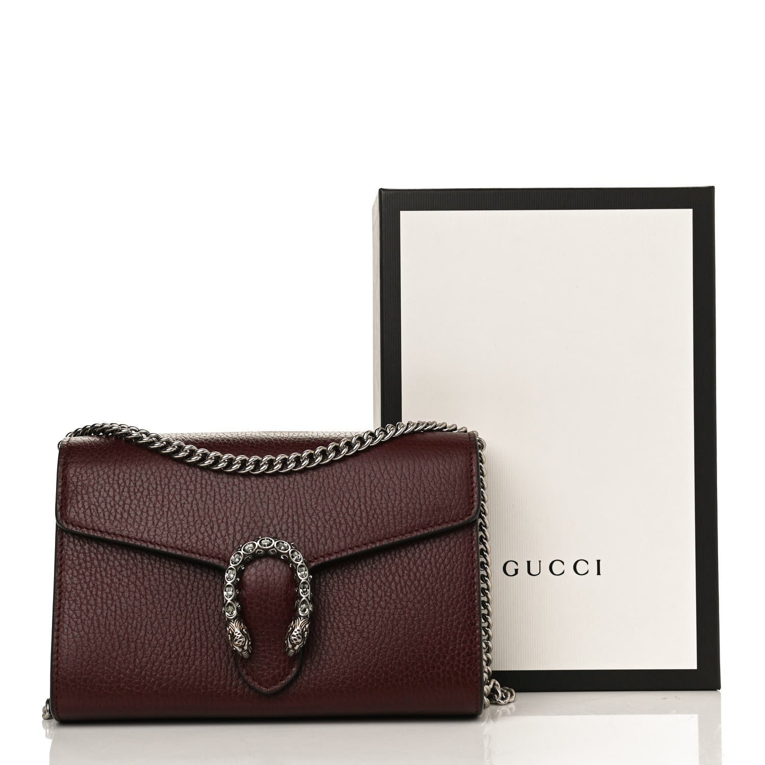 Gucci Dollar Calfskin Crystal Mini Dionysus Chain Wallet Vintage Bordeaux 10 of 10