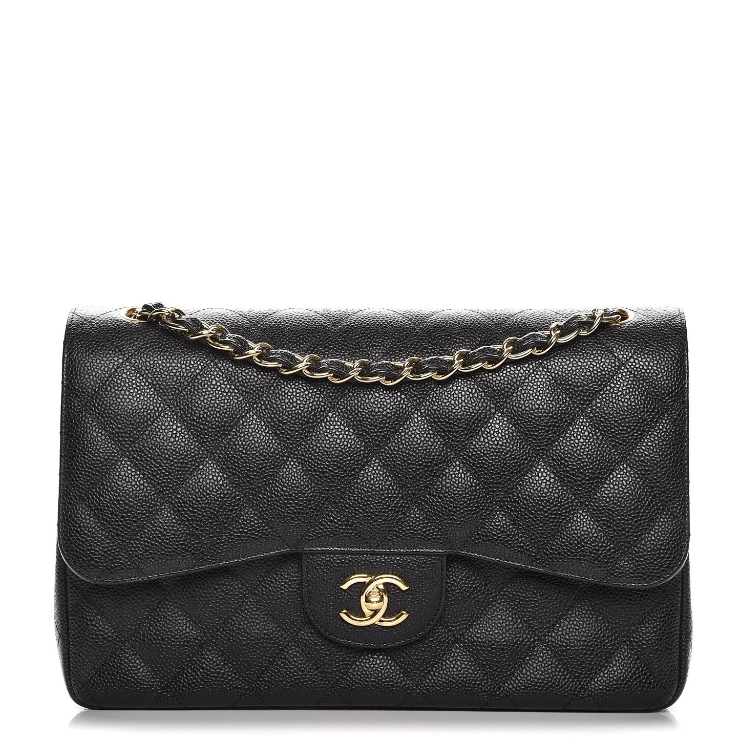 Caviar Quilted Jumbo Double Flap Black