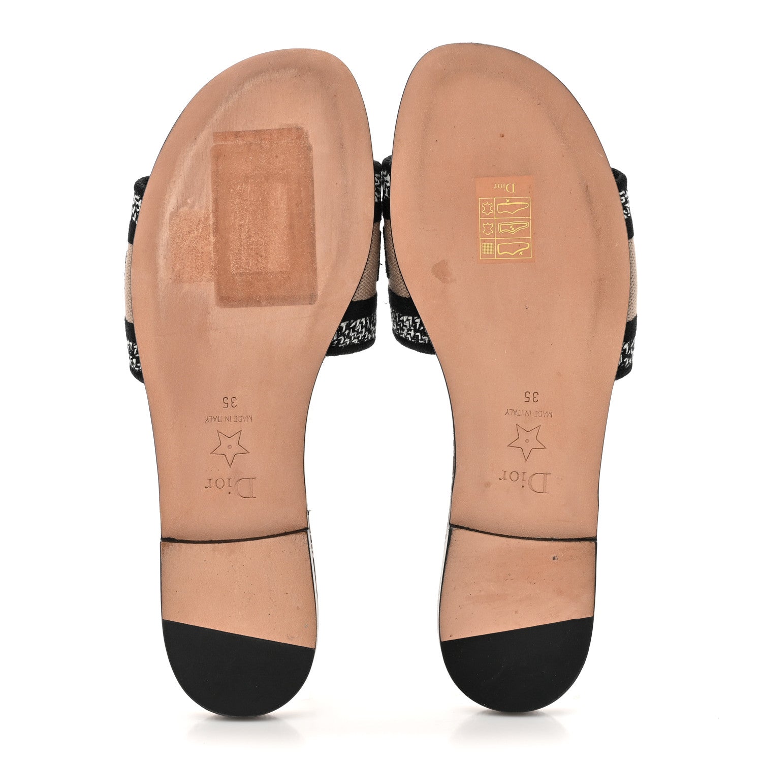 Christian Dior Canvas Bandana Embroidered Dway Flat Slide Sandals 35 Natural Marron 6 of 9