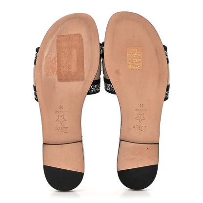 Christian Dior Canvas Bandana Embroidered Dway Flat Slide Sandals 35 Natural Marron 6 of 9