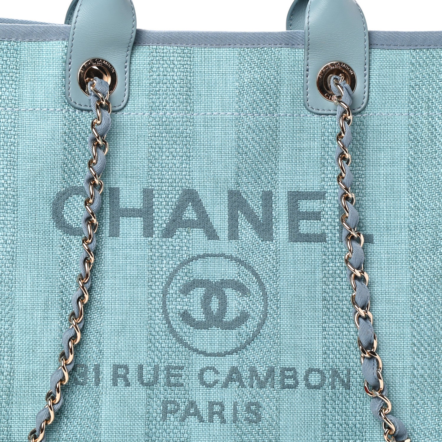 Chanel Mixed Fibers Striped Medium Deauville Tote Blue 8 of 10