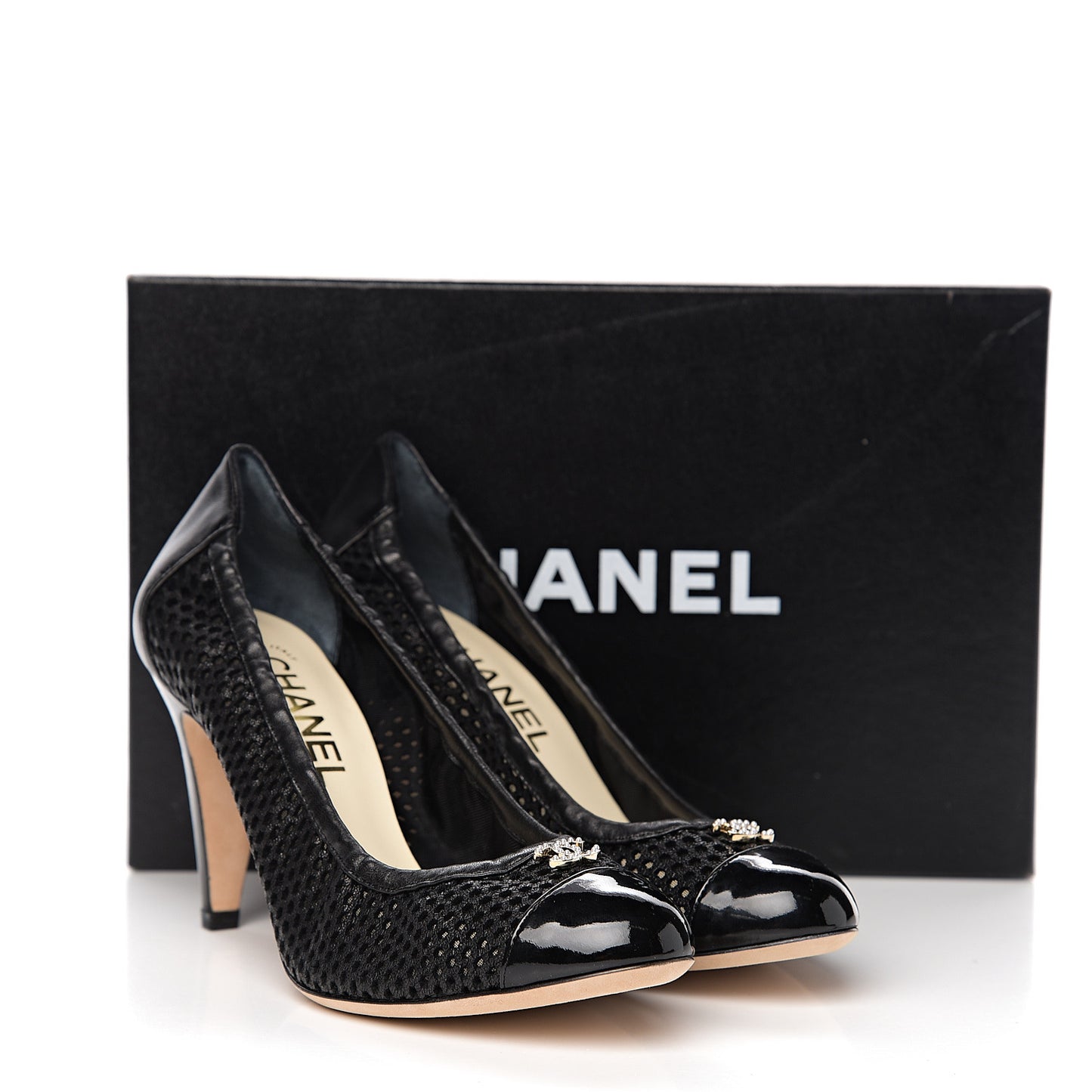 Mesh CC Pearl Pumps 38 Black