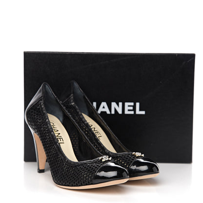 Chanel Mesh CC Pearl Pumps 38 Black 10 of 10