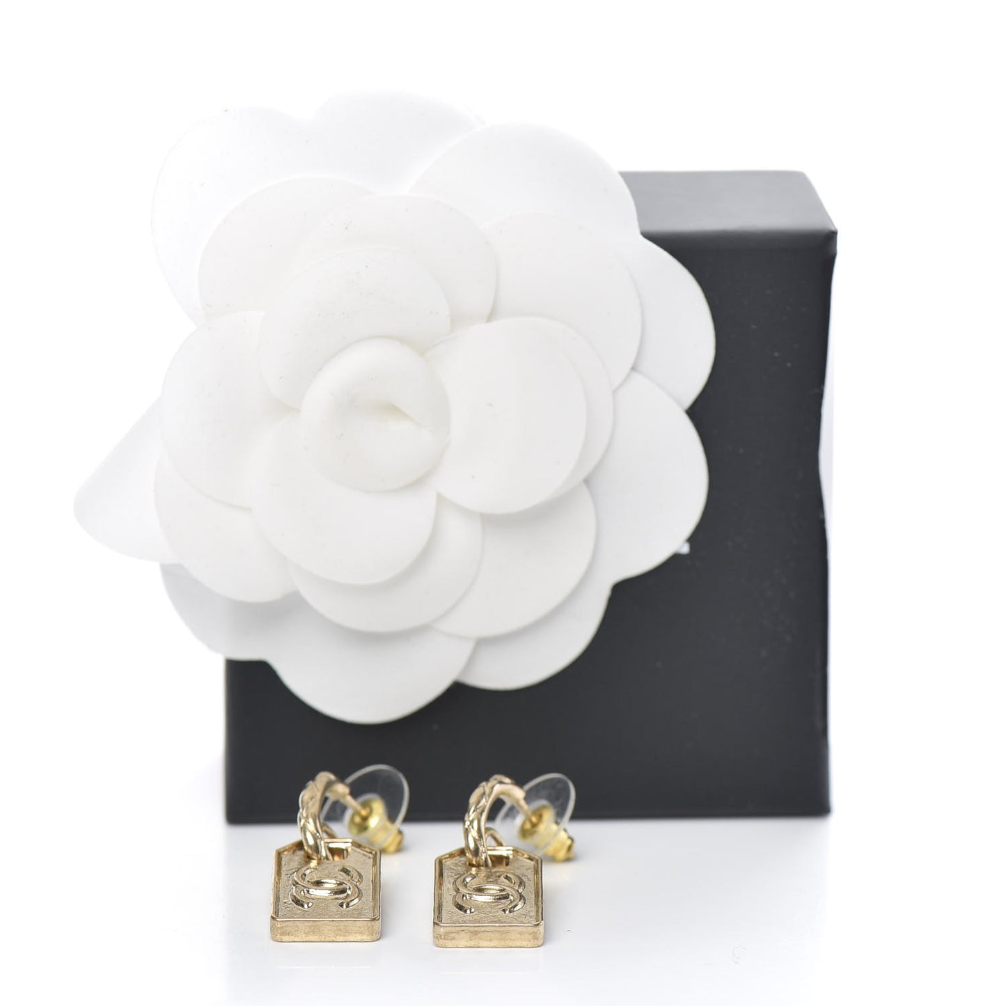 CC Tag Drop Earrings Gold