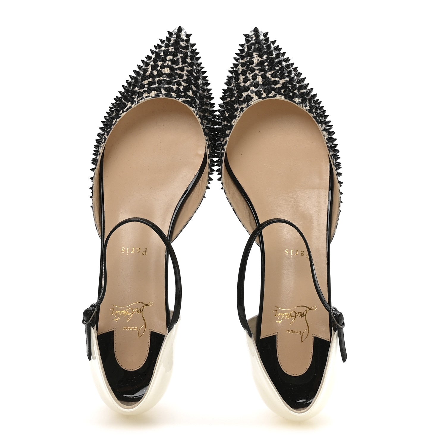 Christian Louboutin Watersnake Shiny Patent Baila Spike Flats 41.5 Black 4 of 16