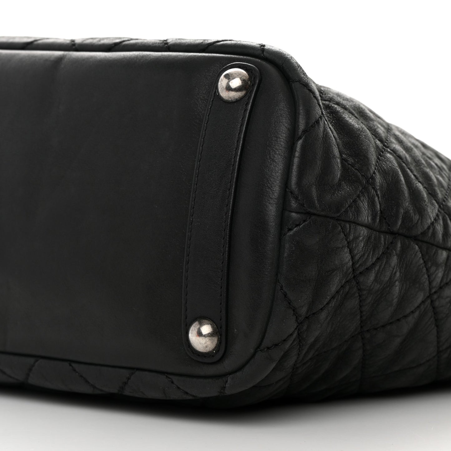 Iridescent Calfskin Quilted In The Mix Shopping Tote Black