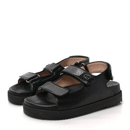 Gucci Malaga Kid Mini Double G Perforated Womens Dad Sandals 36 Black 3 of 9