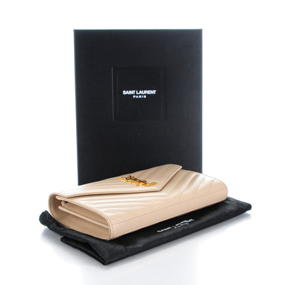 Saint Laurent Grain De Poudre Matelasse Chevron Monogram Chain Wallet Powder 4 of 7