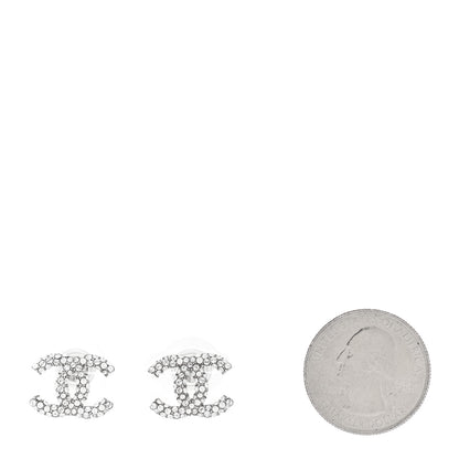 Chanel Crystal CC Earrings Silver 2 of 5