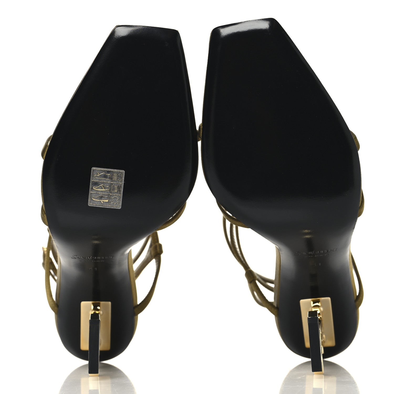 Saint Laurent Crepe Satin Opyum 110 Sandals 41 Cuba Gold 6 of 9