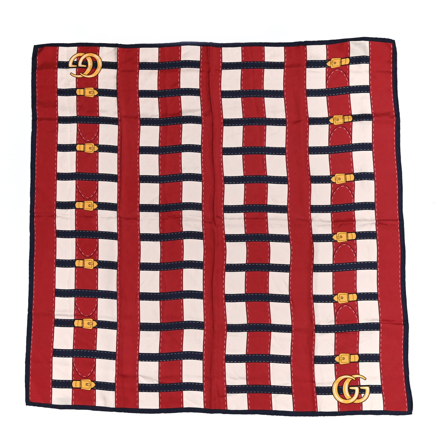 Silk Trompe L'Oeil Print Scarf White
