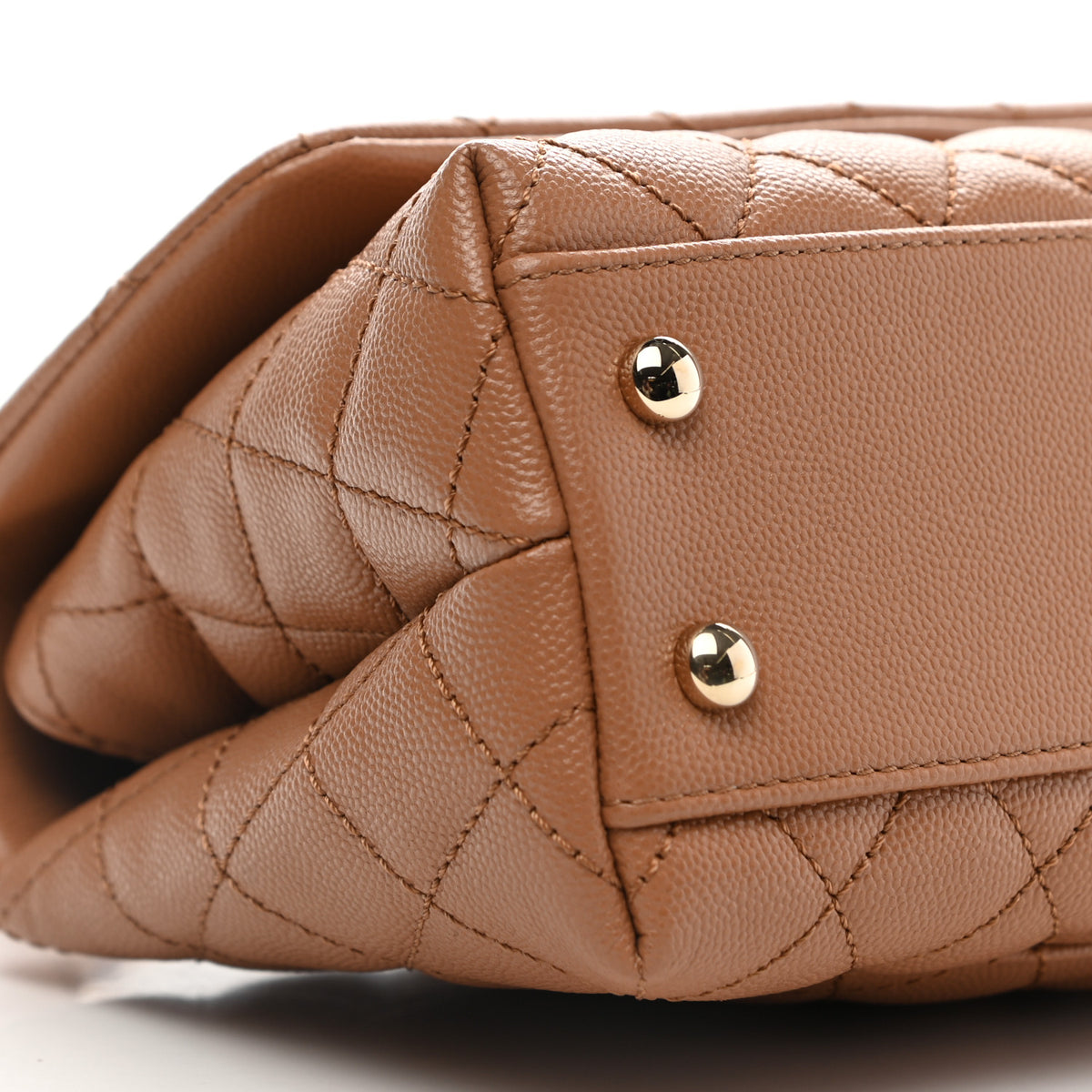 Caviar Quilted Mini Coco Handle Flap Brown