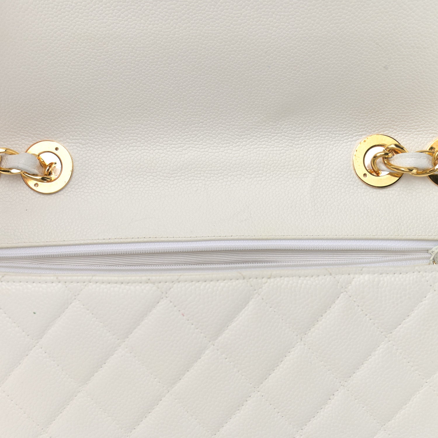 Chanel Caviar Quilted XL Jumbo Single Flap White 12 of 16