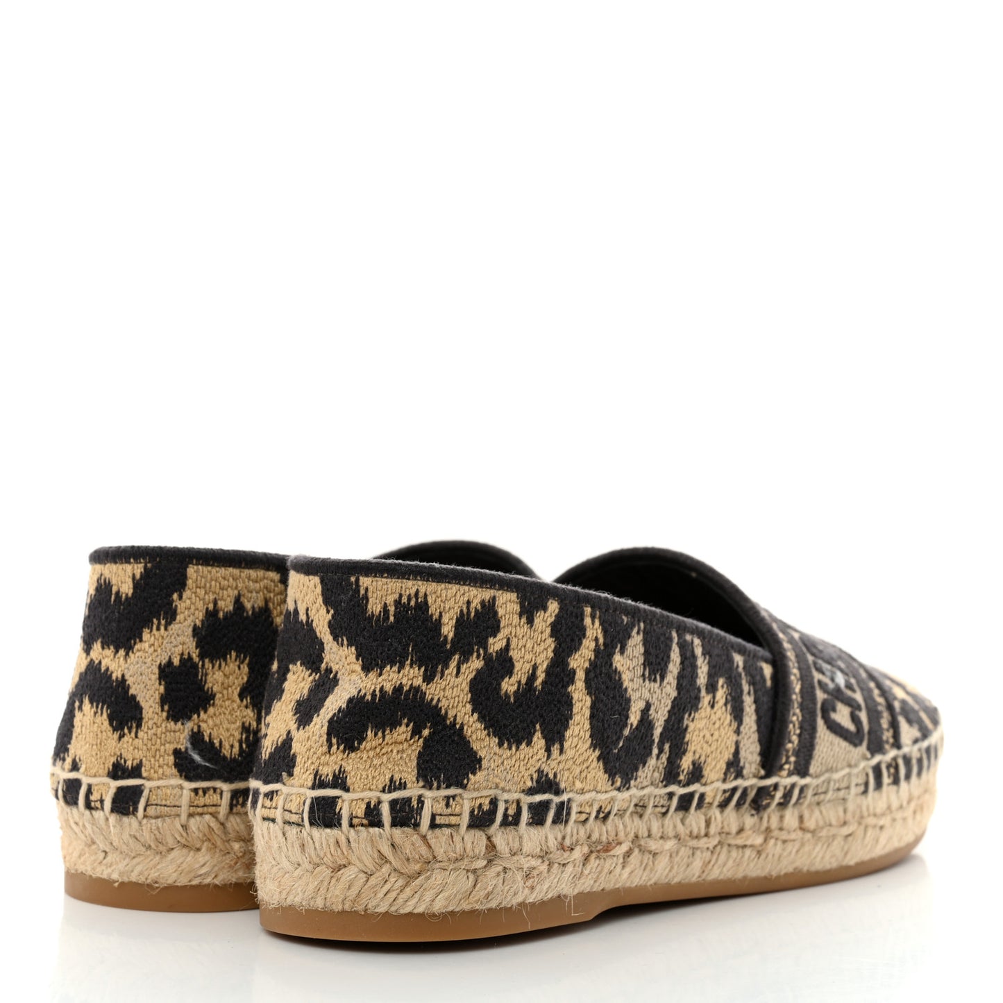 Cotton Embroidered Leopard Print Granville Espadrille 35 Natural