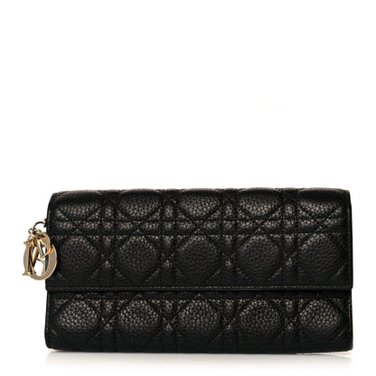 Christian Dior Grained Calfskin Cannage Lady Dior Rendezvous Wallet Black 1 of 10