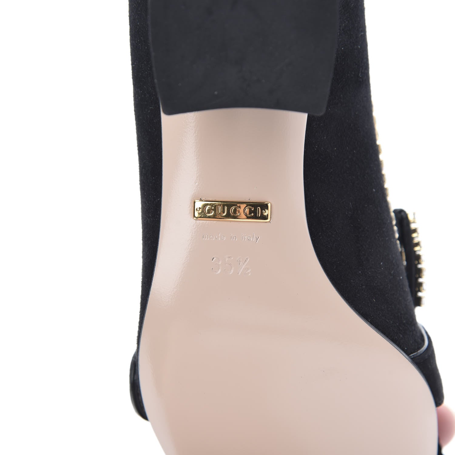 Gucci Kid Scamosciato Crystal GG Marmont Fringe 50mm Loafer Pumps 35.5 Black 8 of 9