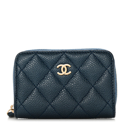 Chanel Iridescent Caviar Quilted Zip Coin Purse Dark Blue 2 of 7