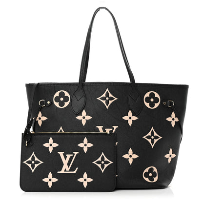 Louis Vuitton Empreinte Monogram Giant Neverfull MM Black Beige 1 of 14