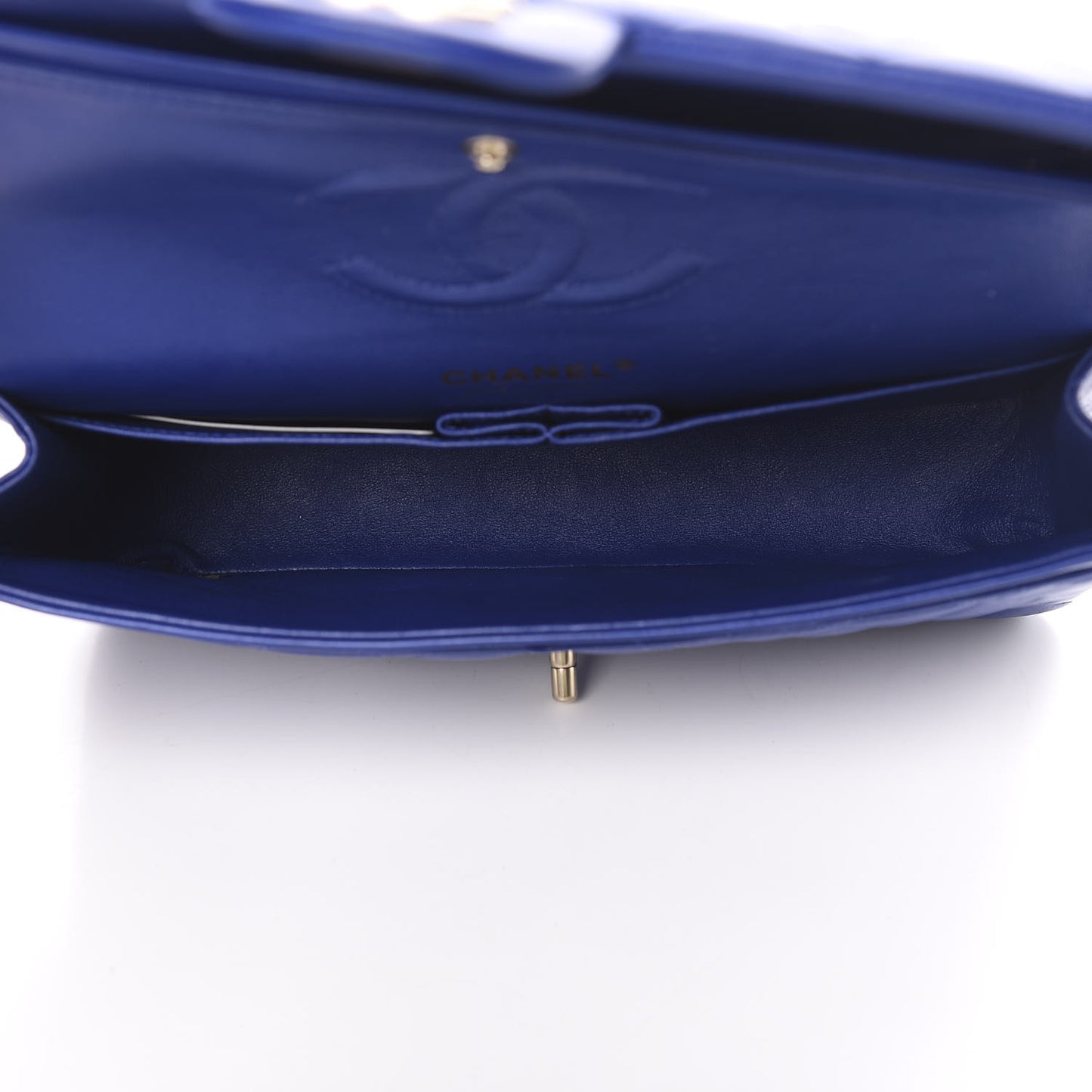 Lambskin Quilted Medium Double Flap Blue