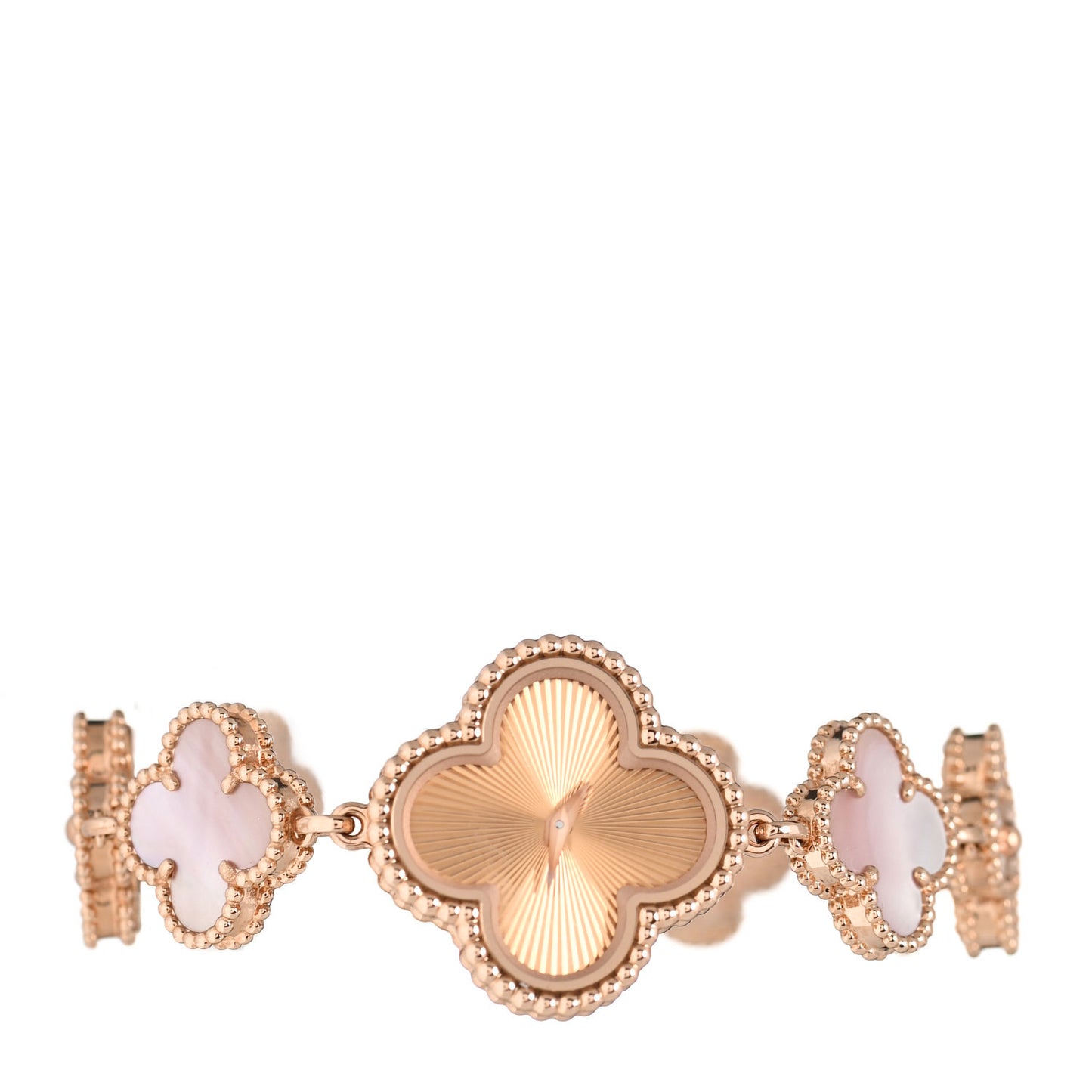18K Rose Gold Pink Mother of Pearl 23mm Alhambra Guilloche Quartz Watch