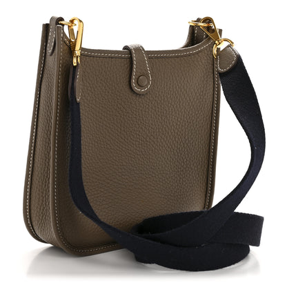 Hermes Taurillon Clemence Amazone Evelyne TPM Etoupe Bleu Indigo 3 of 14