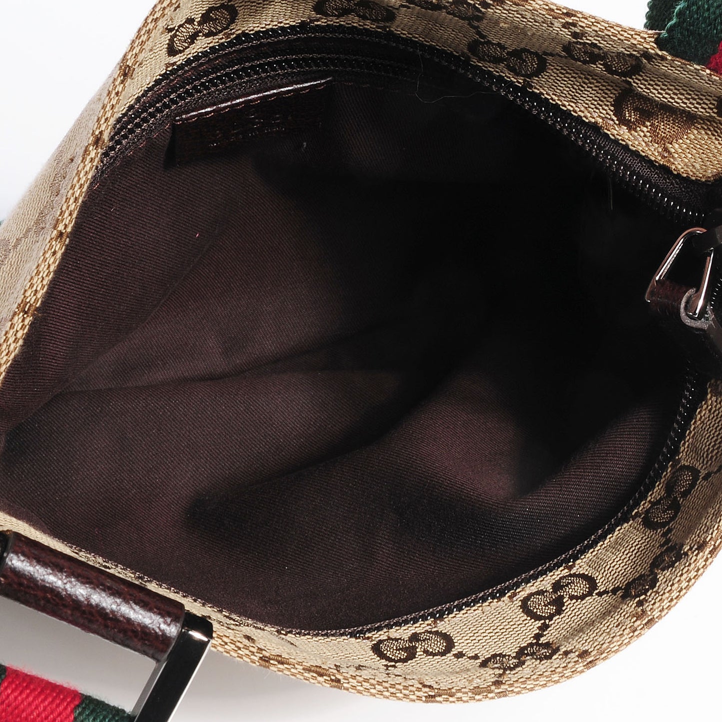 Monogram Web Small Flat Messenger Bag Dark Brown