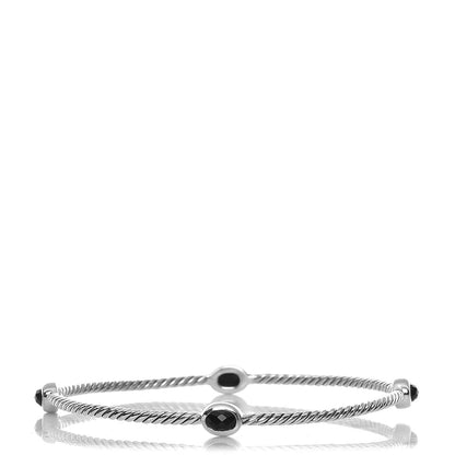 David Yurman Sterling Silver Color Classics 4 Station Bangle Black Onyx 1 of 3
