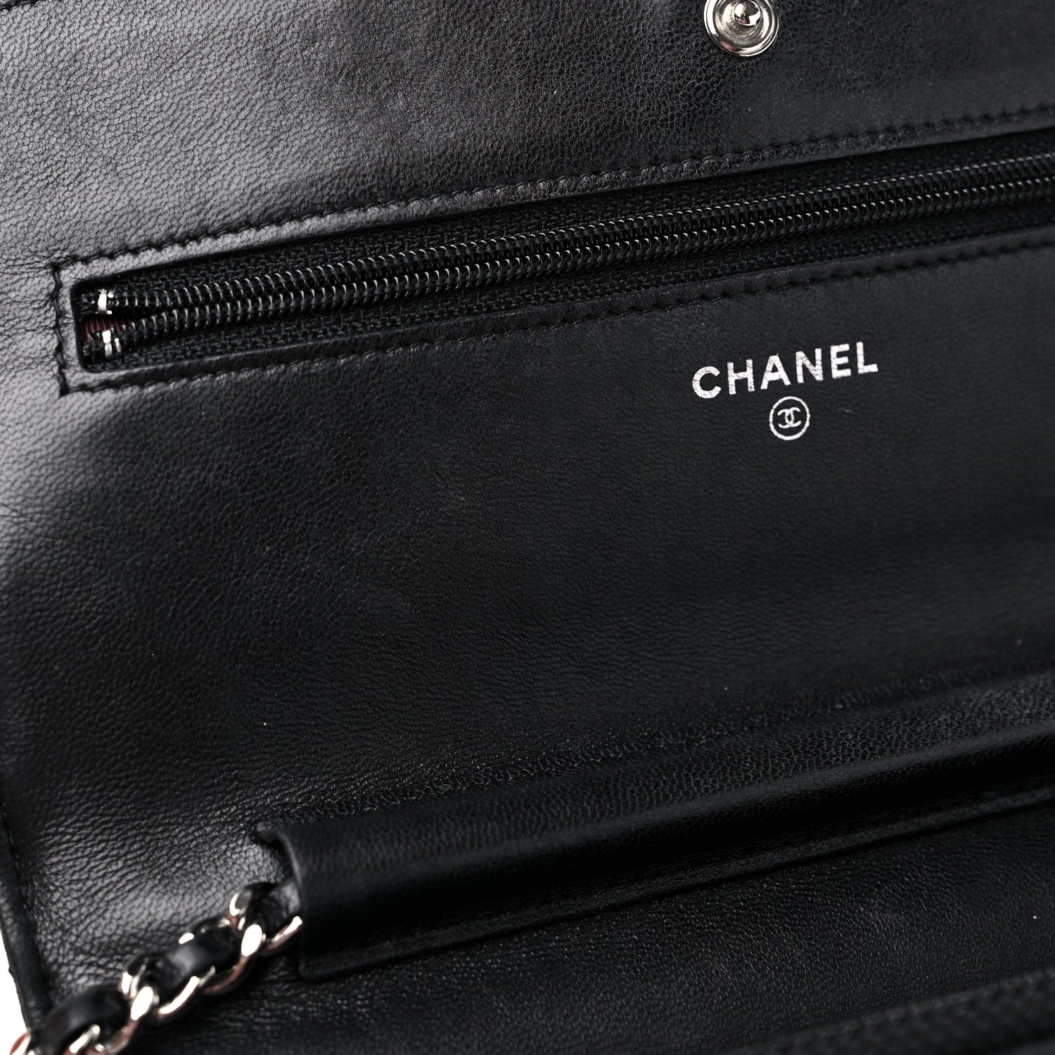 Chanel Lambskin Quilted Wallet On Chain WOC Black 13 of 17