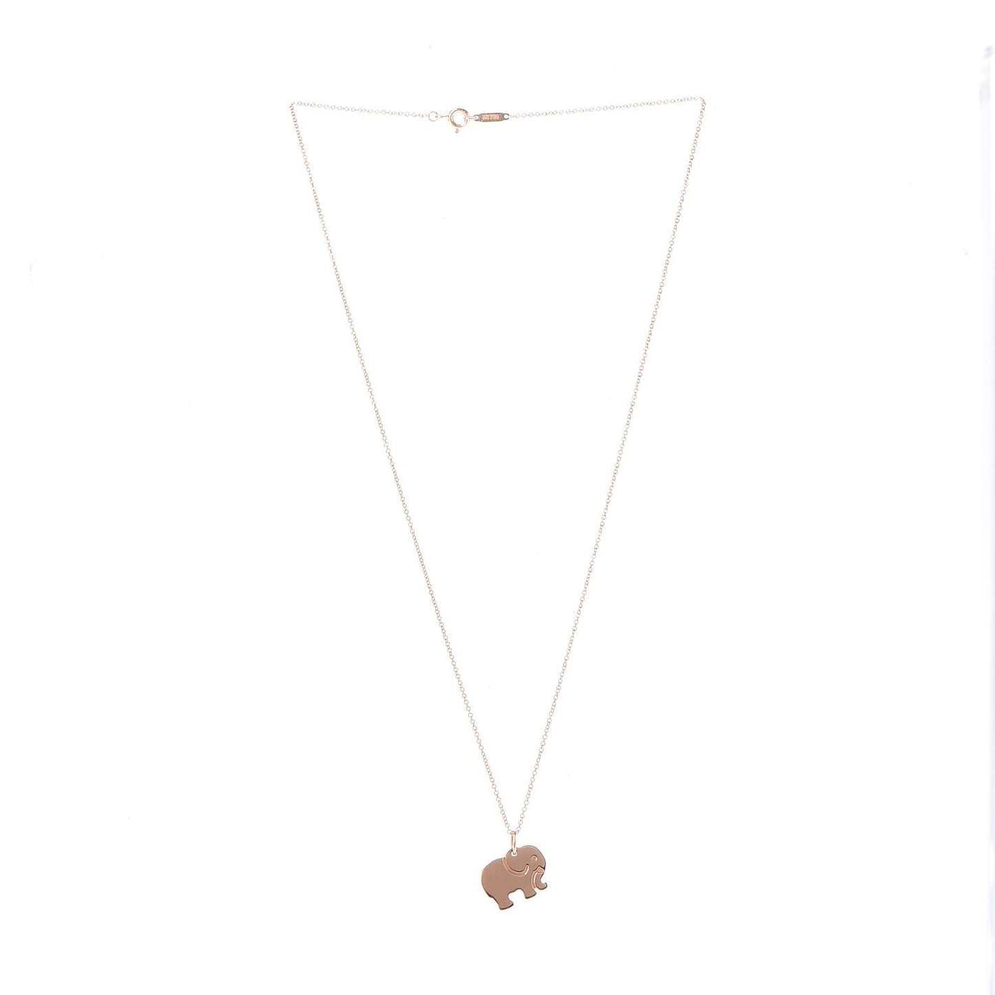 18K Rose Gold Elephant Never Forgets Pendant Necklace